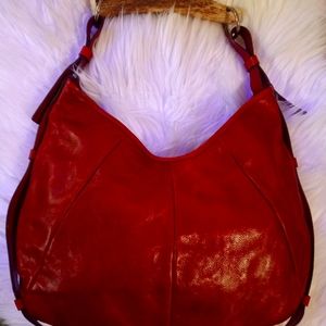 YSL Red Leather Handbag with Bone Handle
